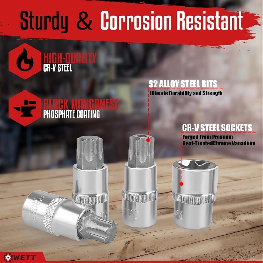 Master Torx Bit Socket and External Torx Socket Set 60-Piece Drive E-Torx Socket