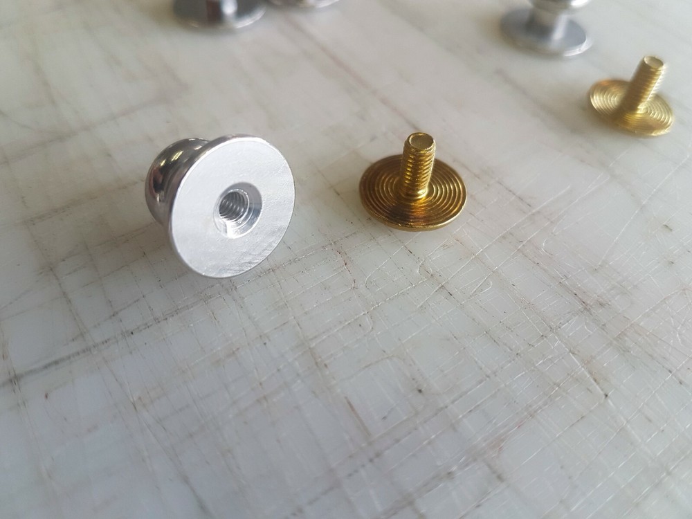 12-Pack Sam Browne Solid Brass Button Studs, Chicago Screw Nail Stud, Fastener