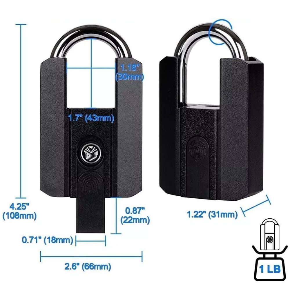 Smart Fingerprint Lock Smart Padlock USB Charging APP Control for Door