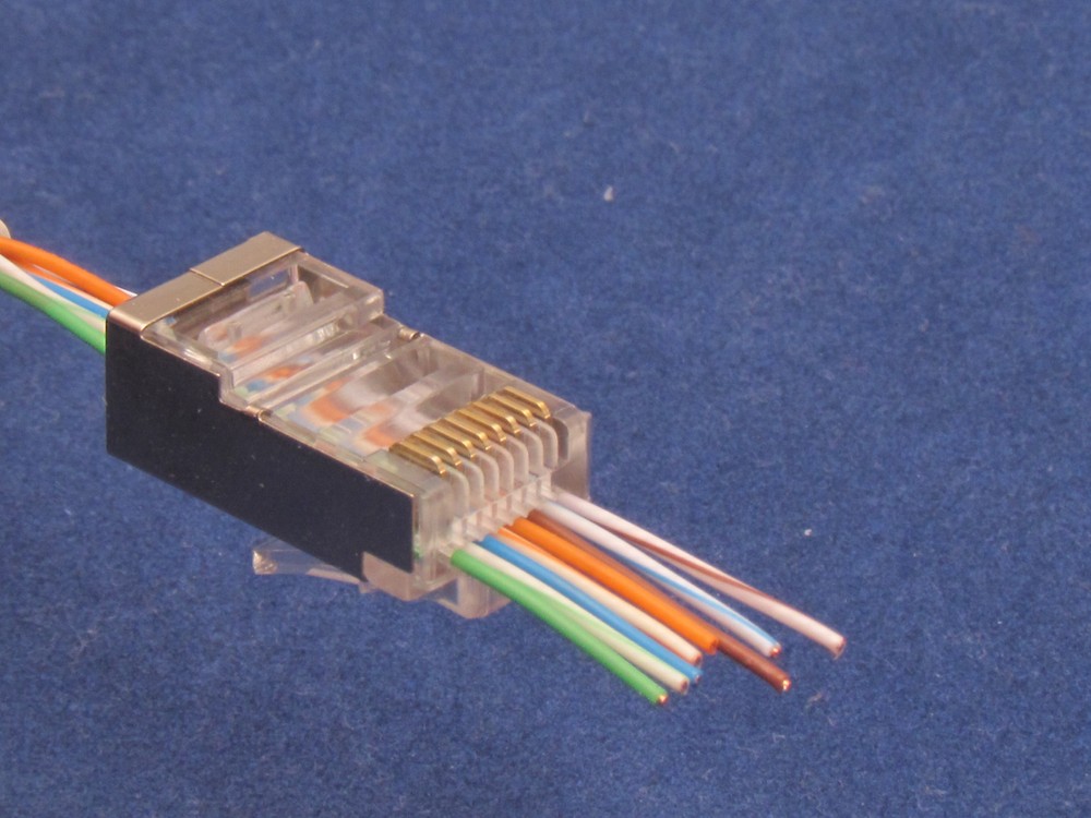 100 RJ45 Network Shielded Modular Plug CAT5e 8P8C Connector End Pass Through