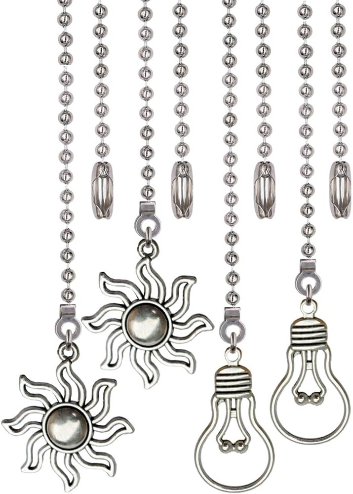 4 Pack Ceiling Fan Pull Chain, 12 Inch Pull Chains Extension Ornaments (Fan and