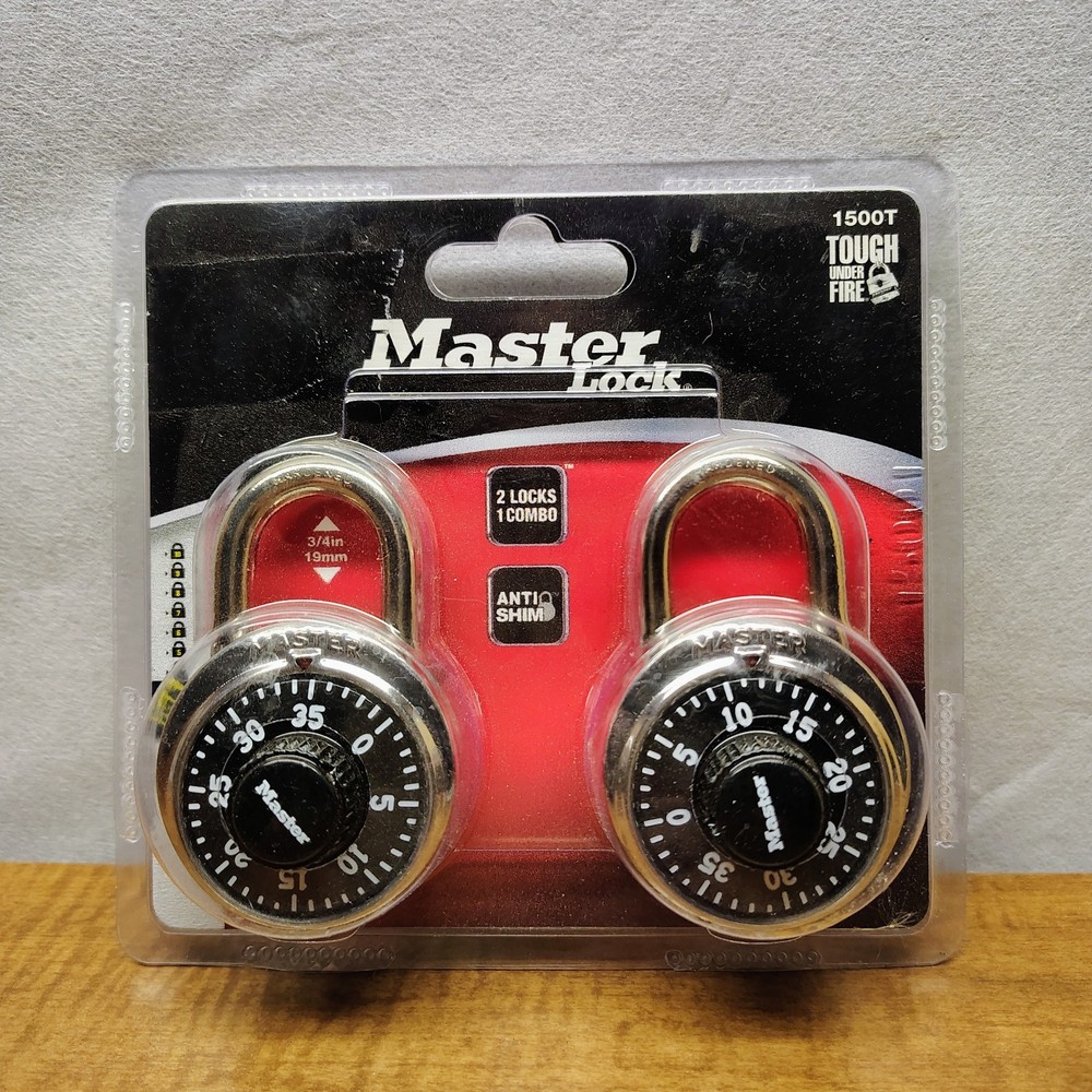 Master Lock 1500T Combination Padlocks 2-Pack Black Dial NIB