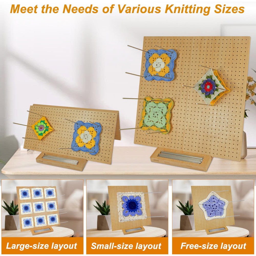 15.5" x 15.5"Foldable Crochet Blocking Board with Pins Square Blocking Boards