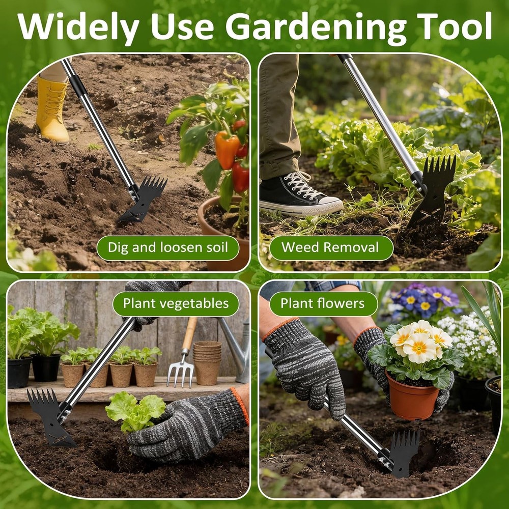 Weed Puller Tool with Long Handle - Adjustable Length Manual Weeder Remover Tool