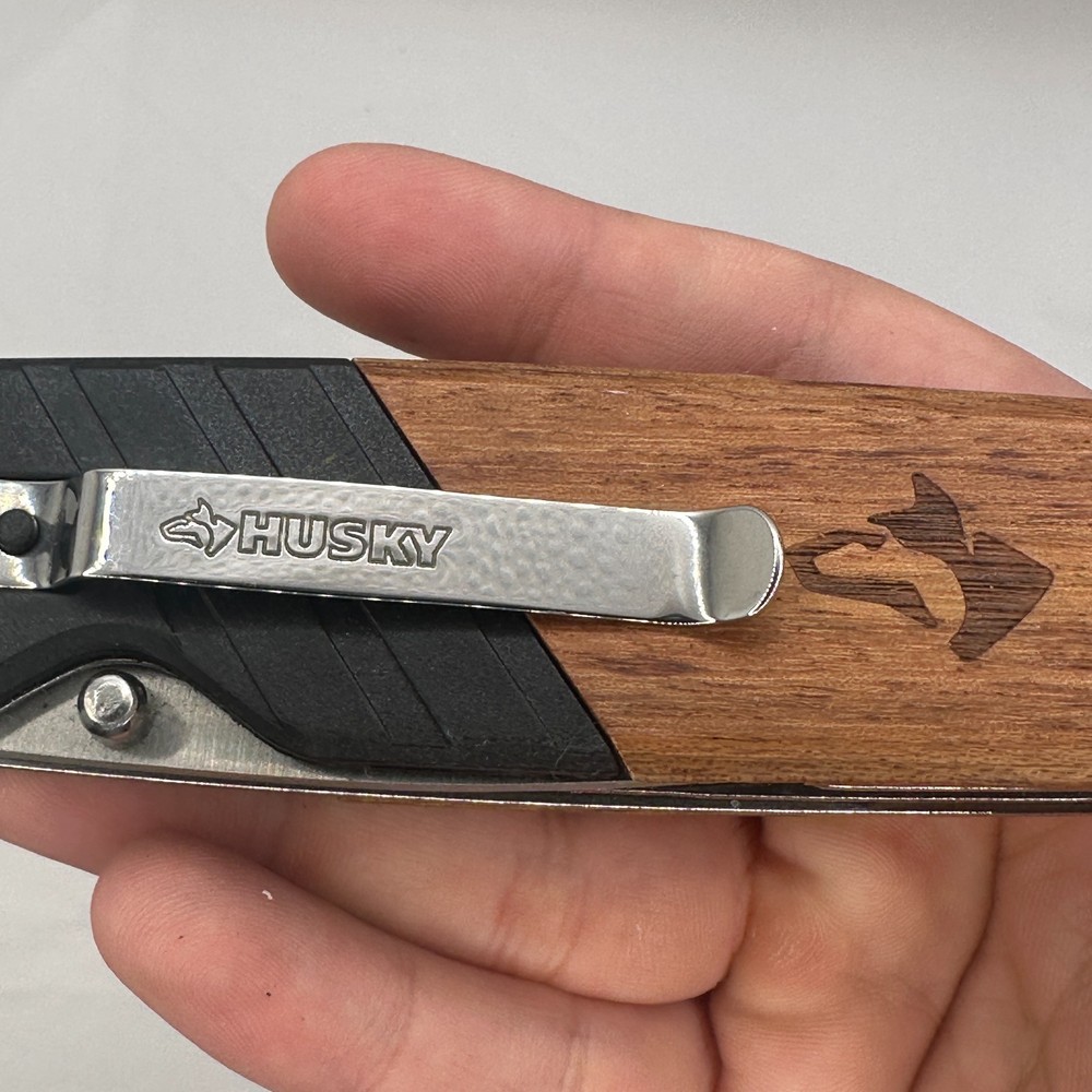 Husky Wood Handle Folding Lock-Back Utility Knife