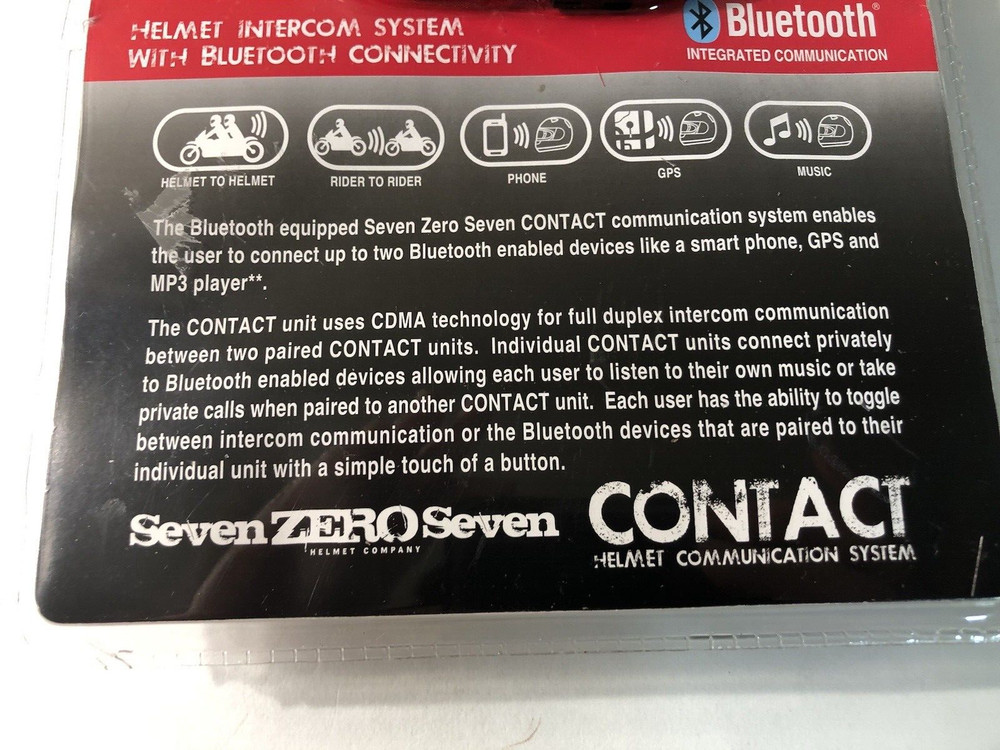Seven Zero Seven Contact Helmet Communication System with Bluetooth.