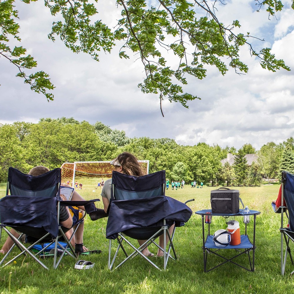 Wakeman Camp Table - Round 2-Tier Folding Table with 4 Cupholders and Carryin...