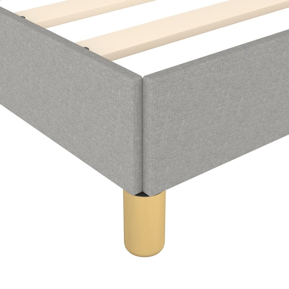 Bed Frame Light grey 100% polyester, plywood, engineered wood King