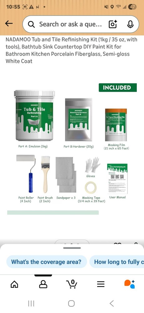 Tub and Tile complete refinishing Kit