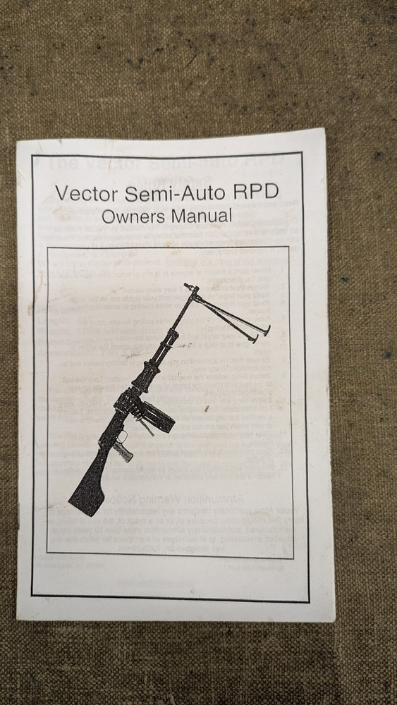Instruction Manual, Vector Semi-Auto RPD Owners manual