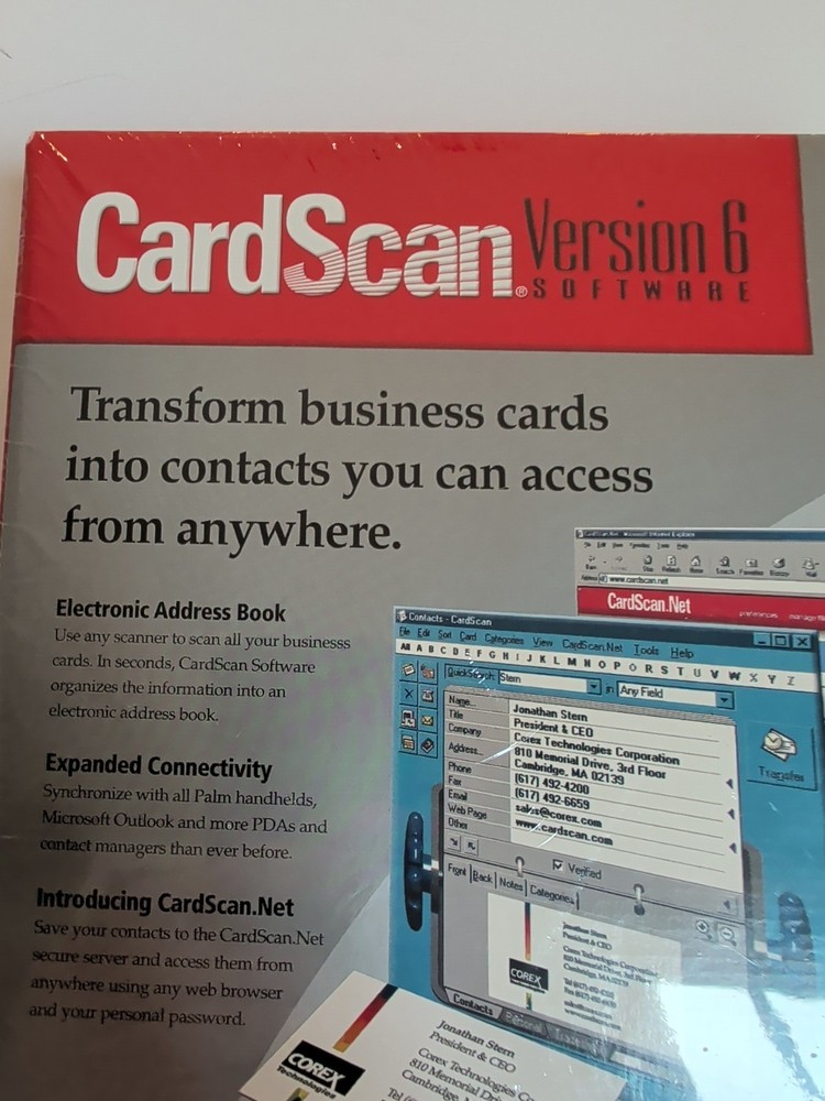 CardScan Version 6 Software NEW SEALED 2001 Corex Technologies Business Contacts