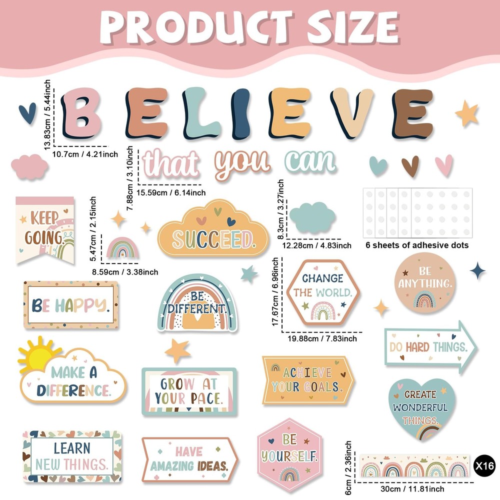Boho Affirmation Station Bulletin Board Classroom Decorations Set Motivationa...