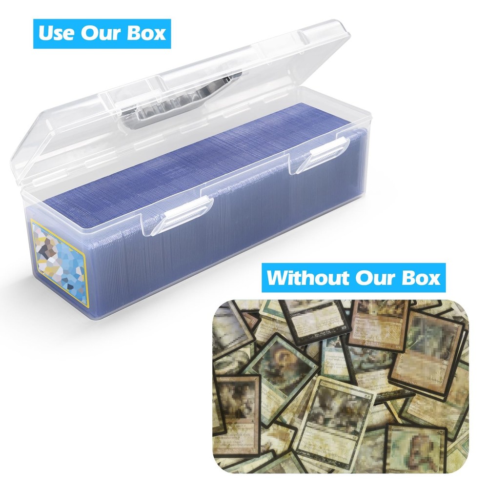 2 Pack Plastic Trading Card Storage Box Toploader Sports Card Case with Handle