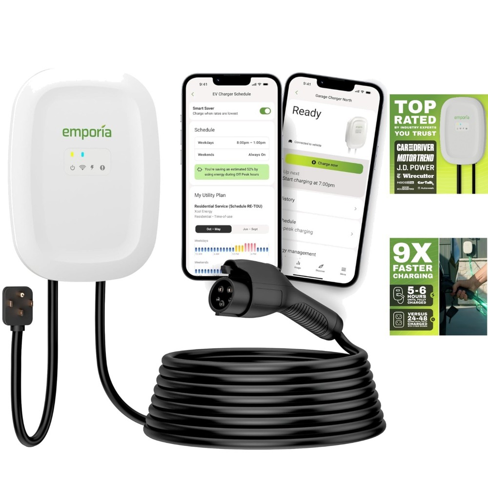 240V EV Charging Station - 48 Amp, Smart WiFi, Universal Compatibility, 25ft