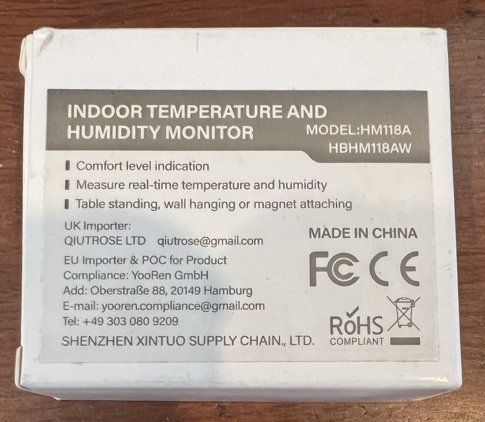 HABOR Indoor Mini Digital Thermometer Hygrometer with Humidity Sensor White
