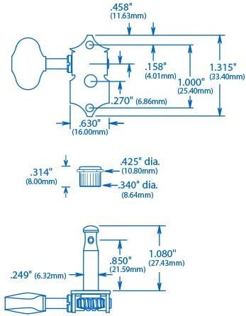 Waverly Guitar Tuners with Vintage Oval Knobs, for Solid Pegheads, Relic...