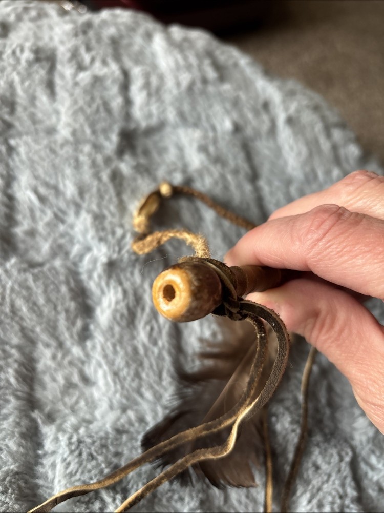 Native American Beaded Antler Peace Pipe EUC