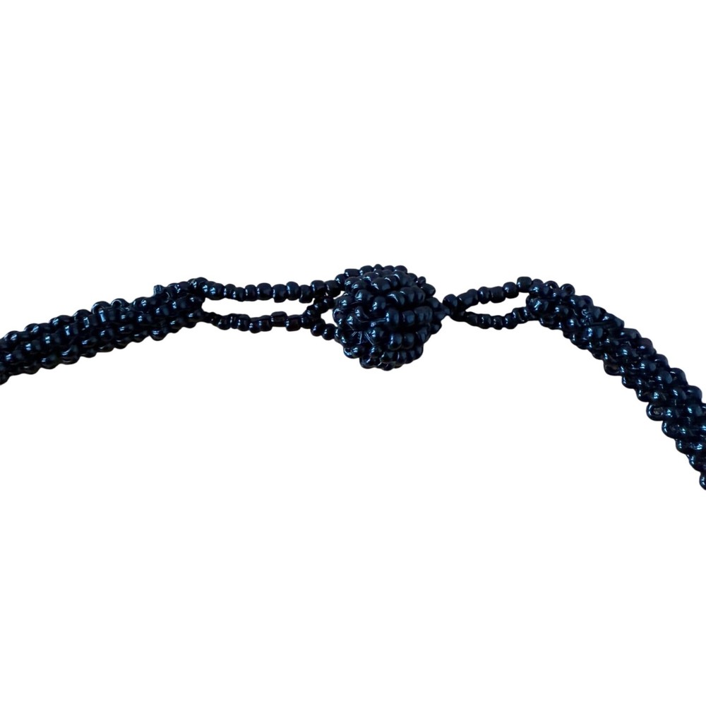 Handcrafted Multilayered Black & Gray Beaded Necklace