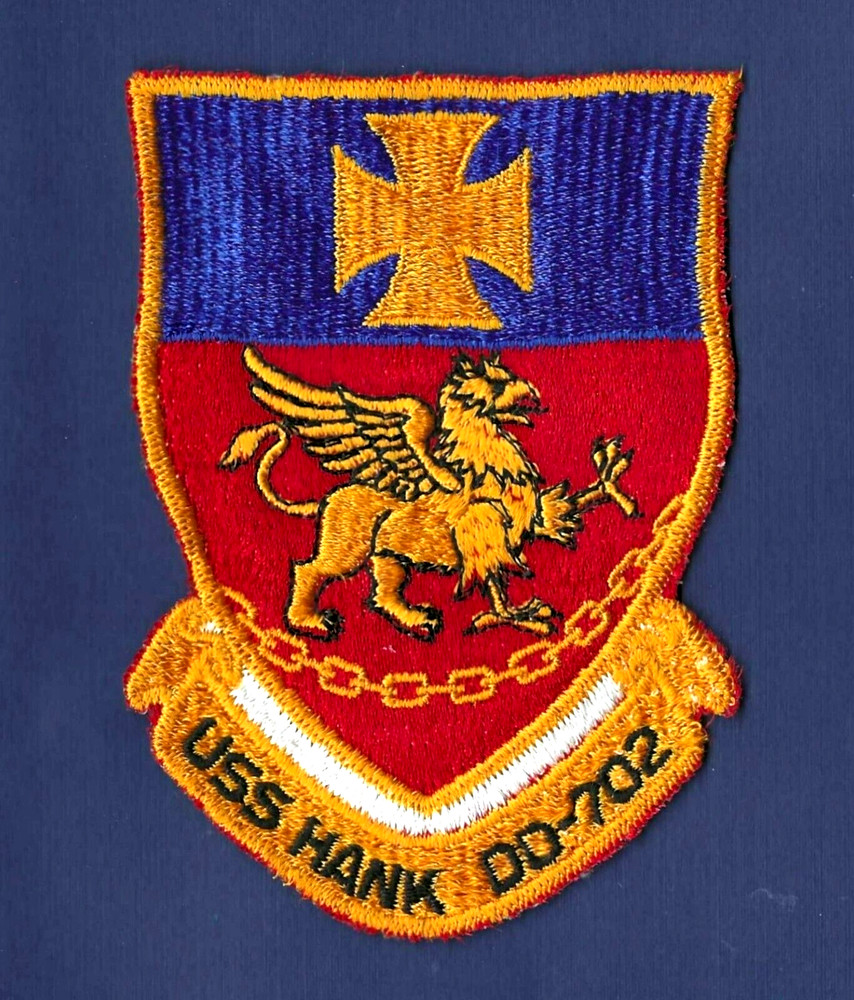 USS HANK DD-702 Destroyer Ship's Crest Patch
