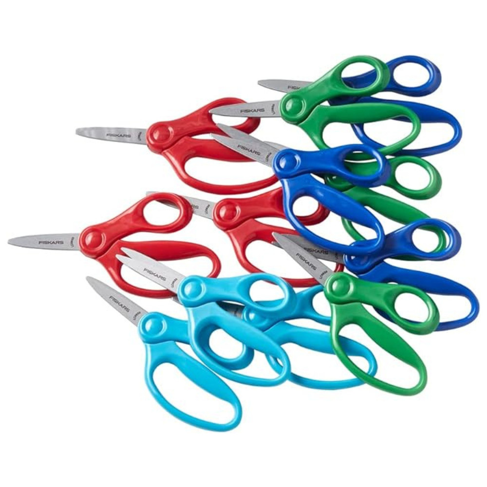 Fiskars Kids Pointed Tip Scissors Classpack: 5 in. / 12-pack / Assorted (4 color