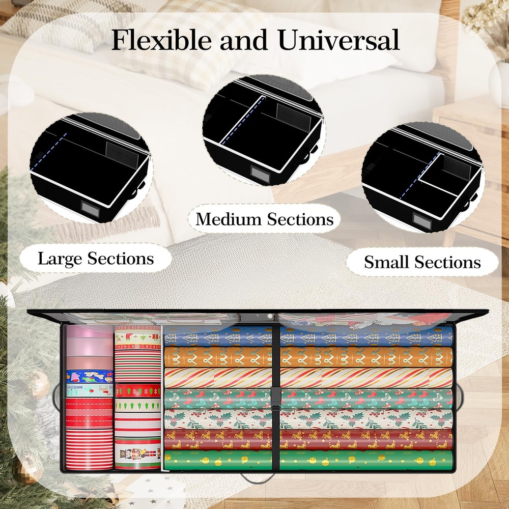 Wrapping Paper Storage with Wheels: Fits 41" Under-bed Gift Wrap Organizer & ...