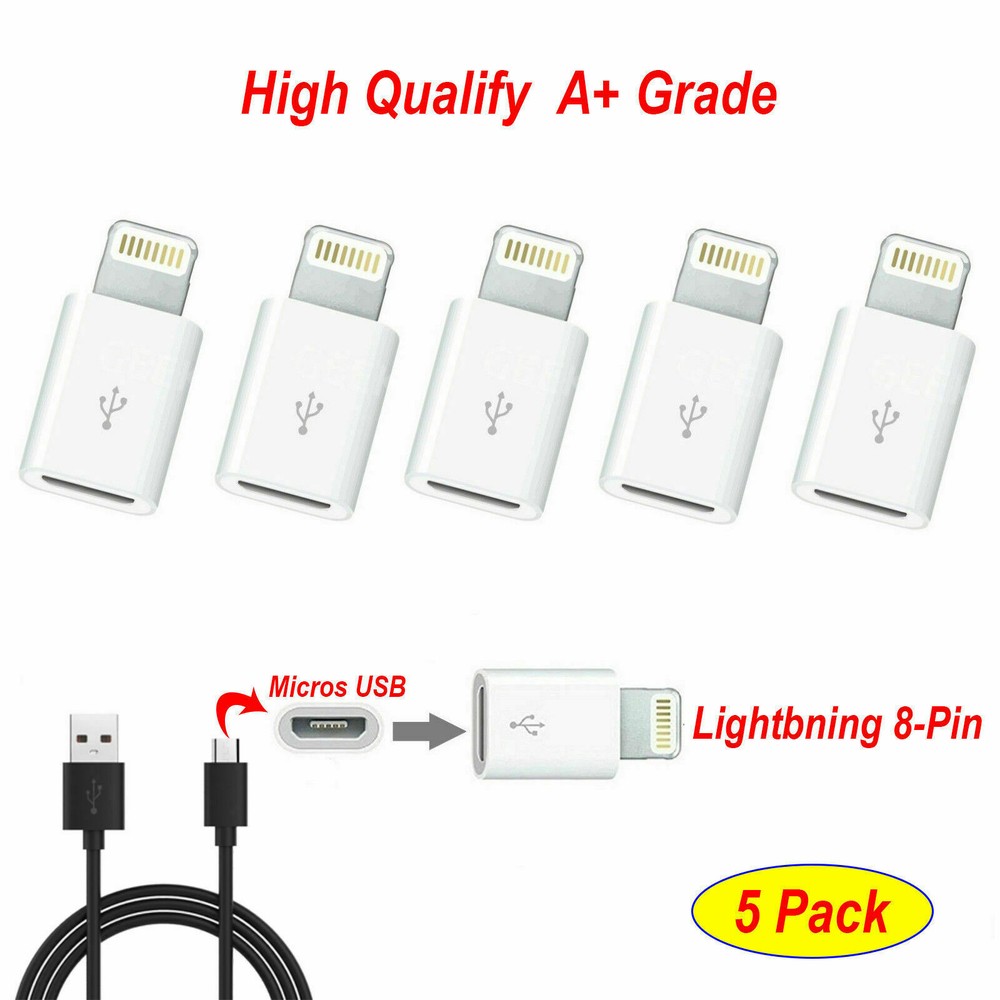 Micro USB To 8Pin iPhone Cable Adapter Android To iPhone iPads Converter LOT