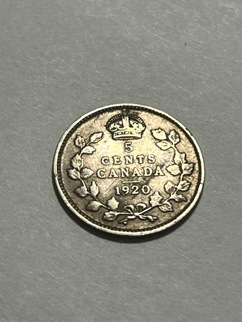1920 Canada Silver 5 Cent F+ #9642