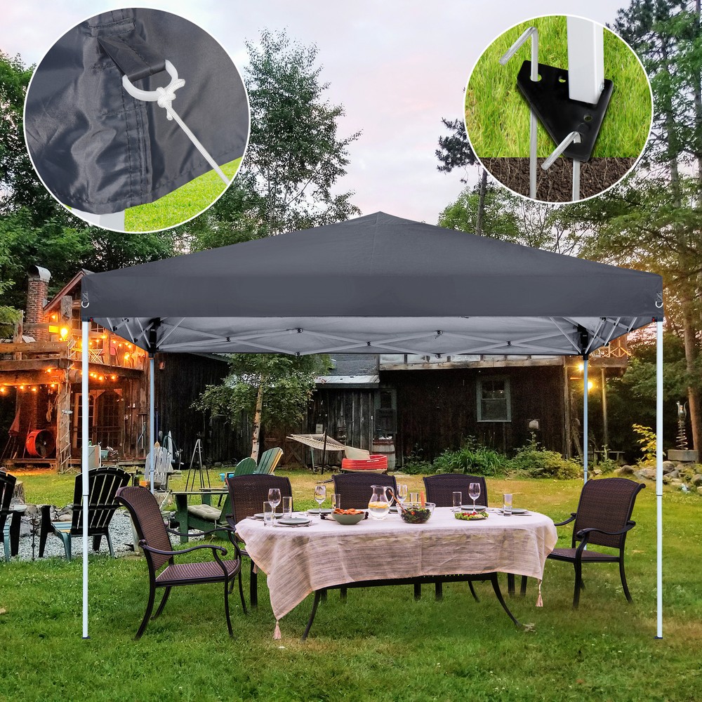 10 x 10ft Foldable Pop up Canopy Party Tent Pre-Assembled Height Adjustable Grey