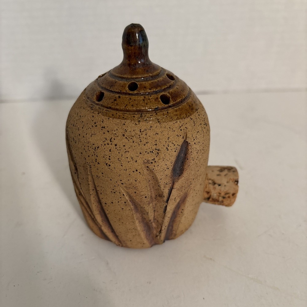 Annapolis Stoneware Incense Burner Cattail Pattern 4"
