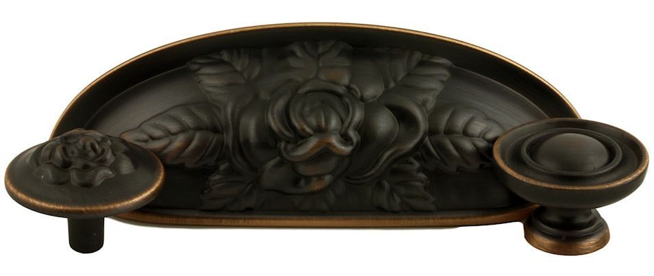 1-1/4" Old Rose Pattern Knob Venetian Bronze