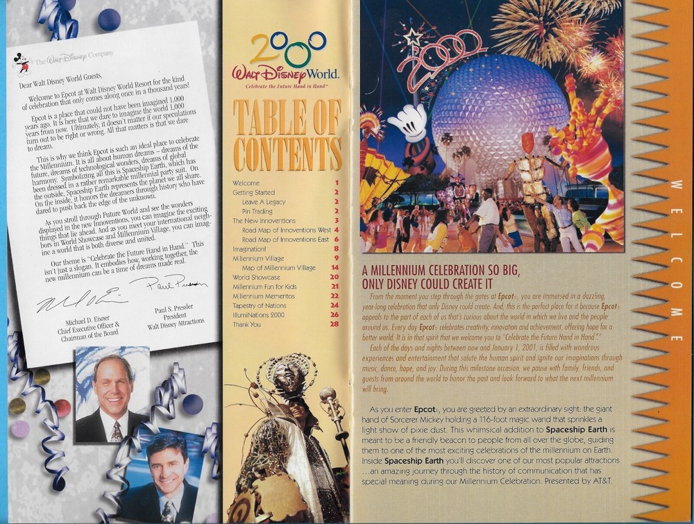 2000 EPCOT MILLENNIUM CELEBRATION COMMEMORATIVE 27 PAGE PROGRAM DISNEY WORLD