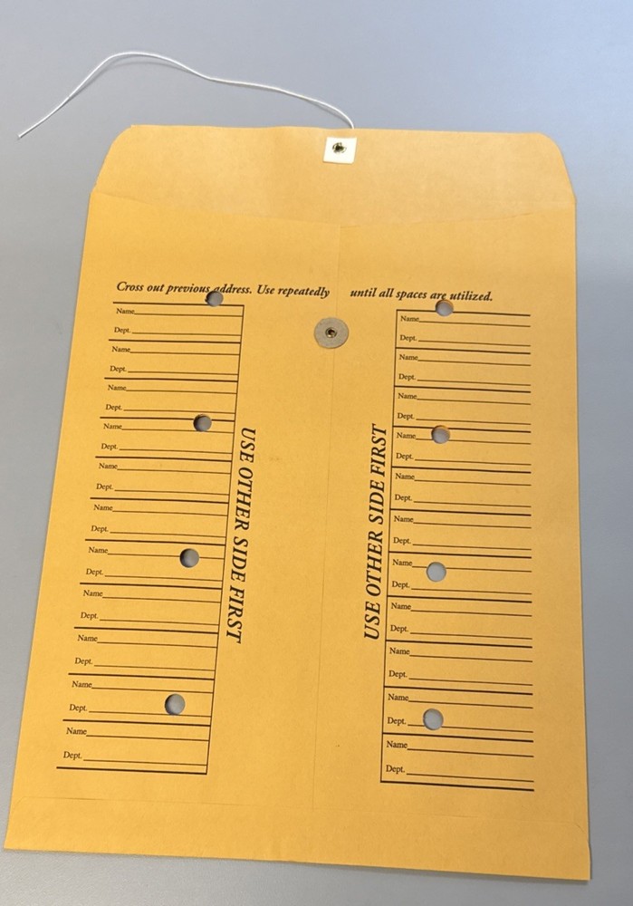 NEW Interoffice Envelope Kraft String Seal Printed both Side, 10 x 13 100 pack