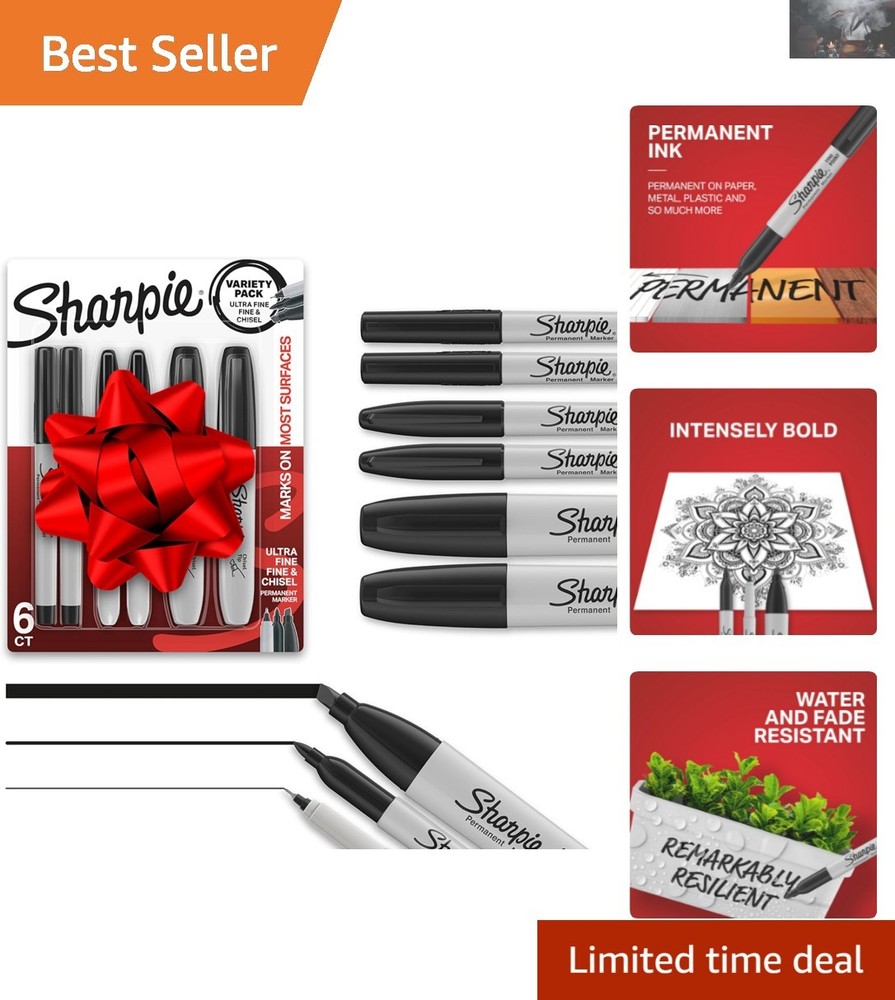 Versatile 6-Pack Permanent Markers: Ideal for School, Office & Creative Projects