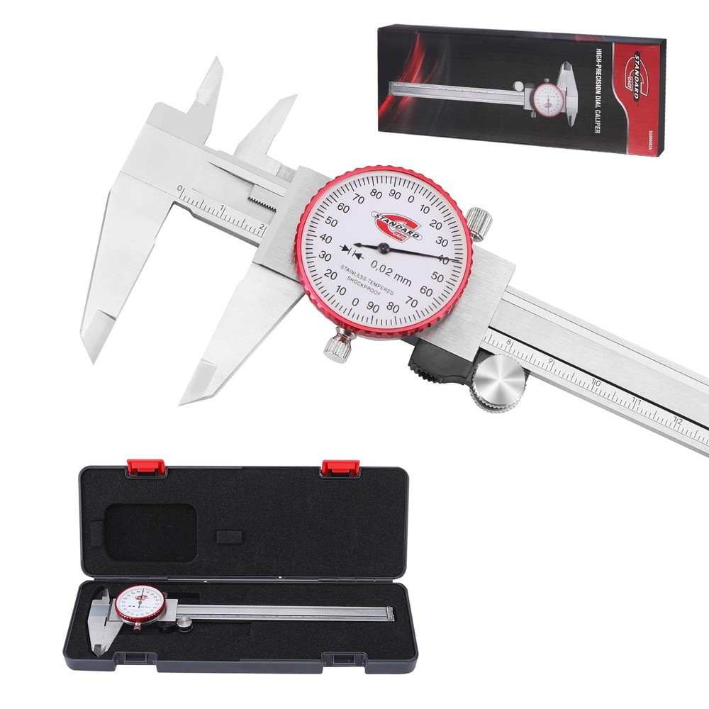 Metric Dial Caliper Measuring Tool 0-150mm Range, Analog Precision Caliper ±0...