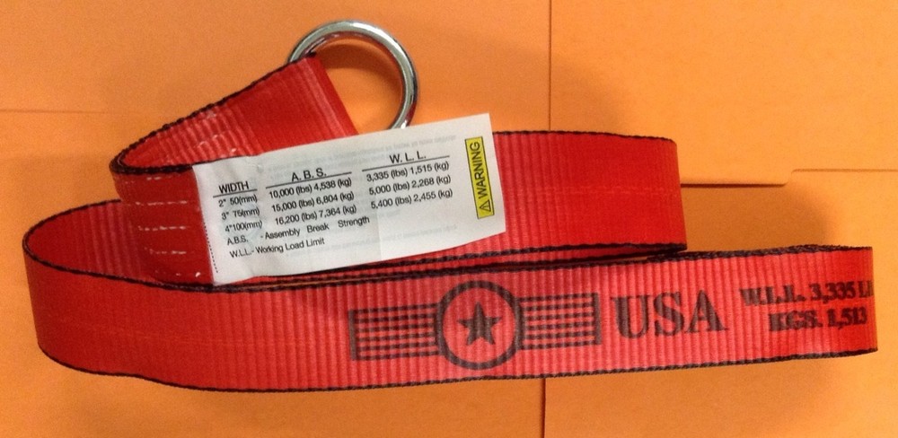 14 FT Lasso Strap Wheel Lift Tie Down RED 12k web