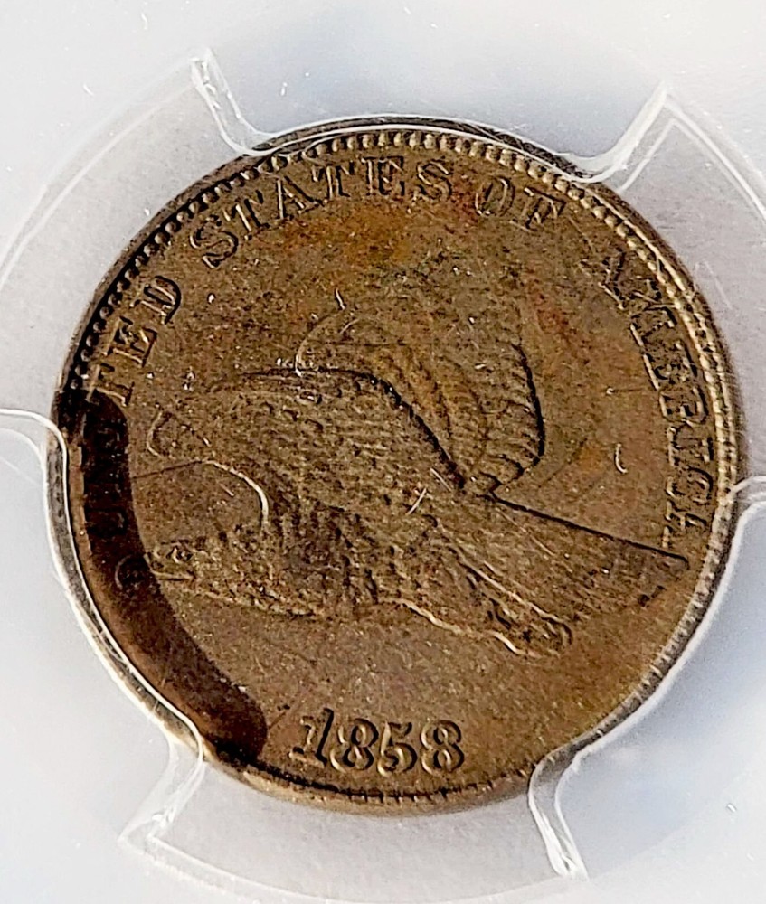 1858/7 Overdate Flying Eagle Cent 1C One Cent PCGS AU50 Weak