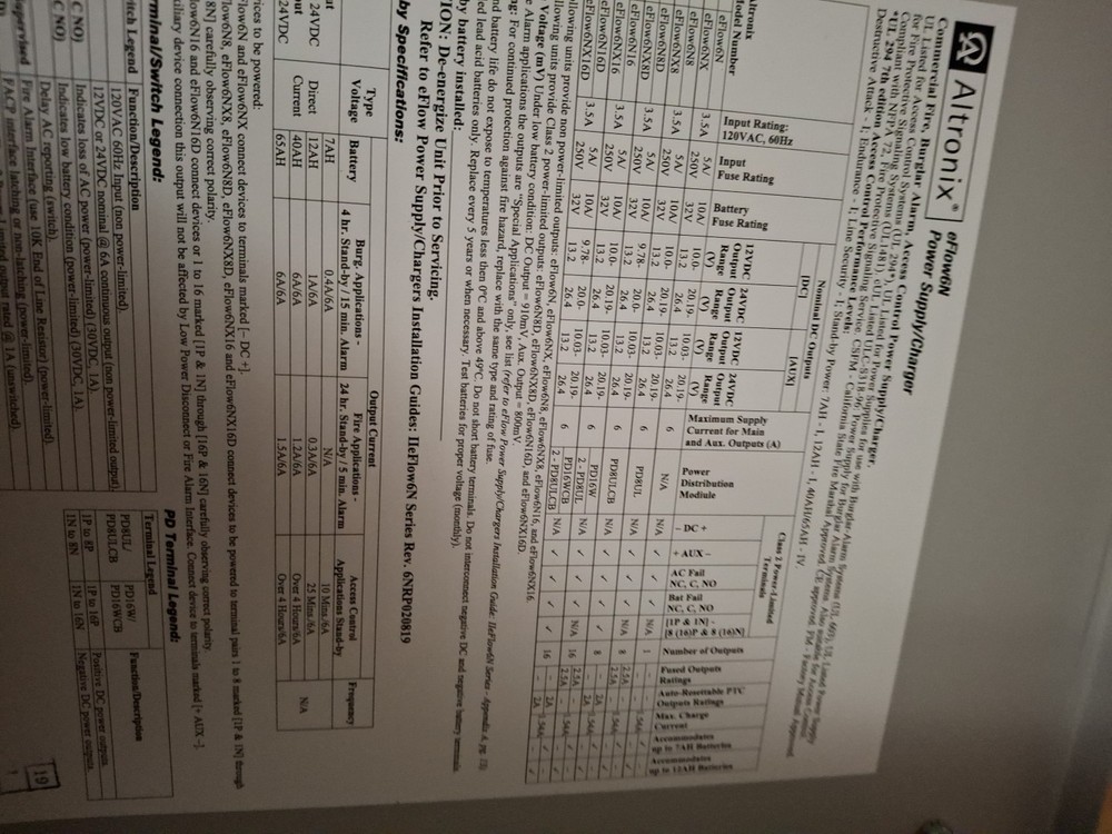 Altronix EFLOW6N Power Supply