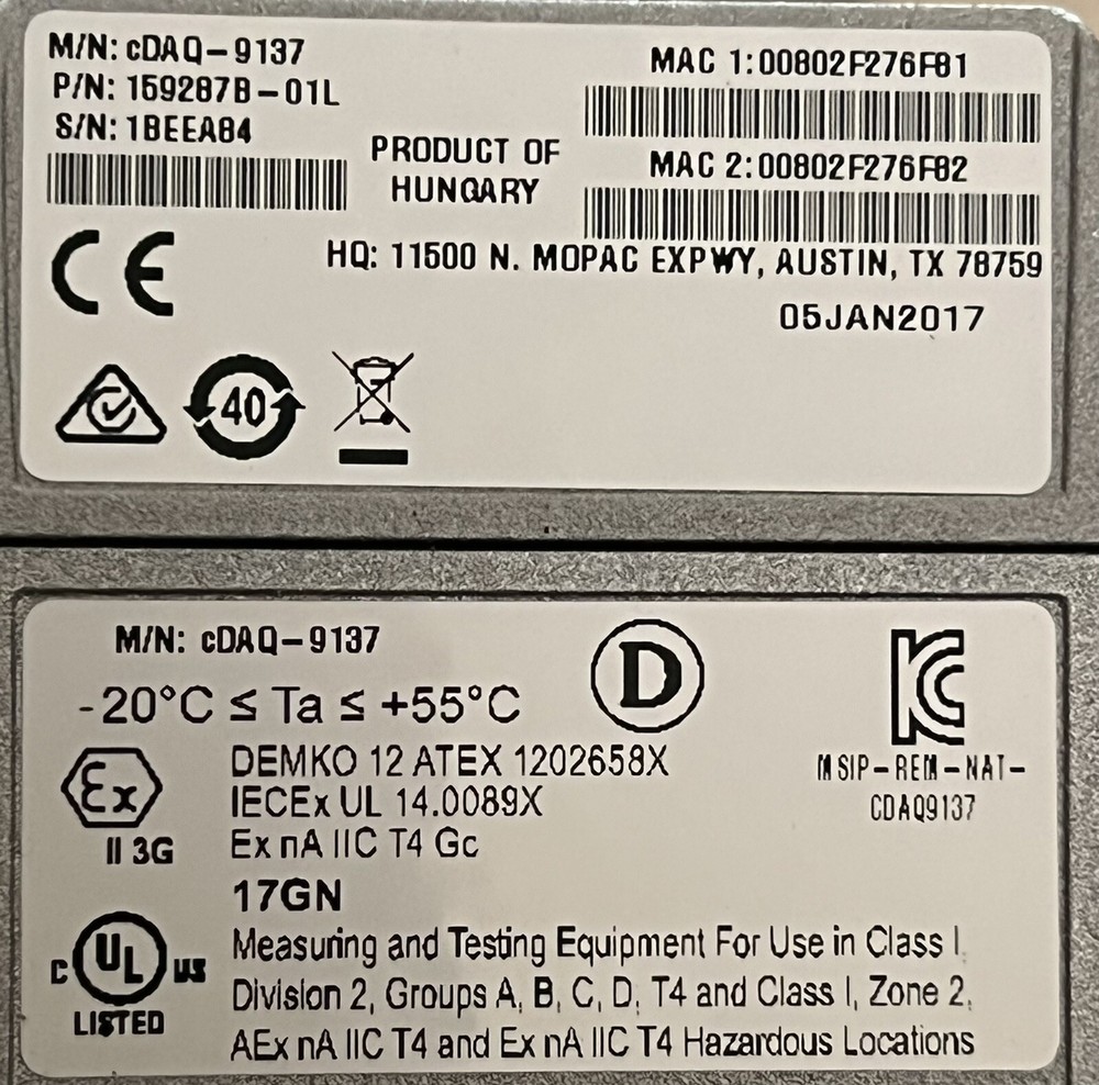 National Instruments NI cDAQ-9137 Real Time Controller