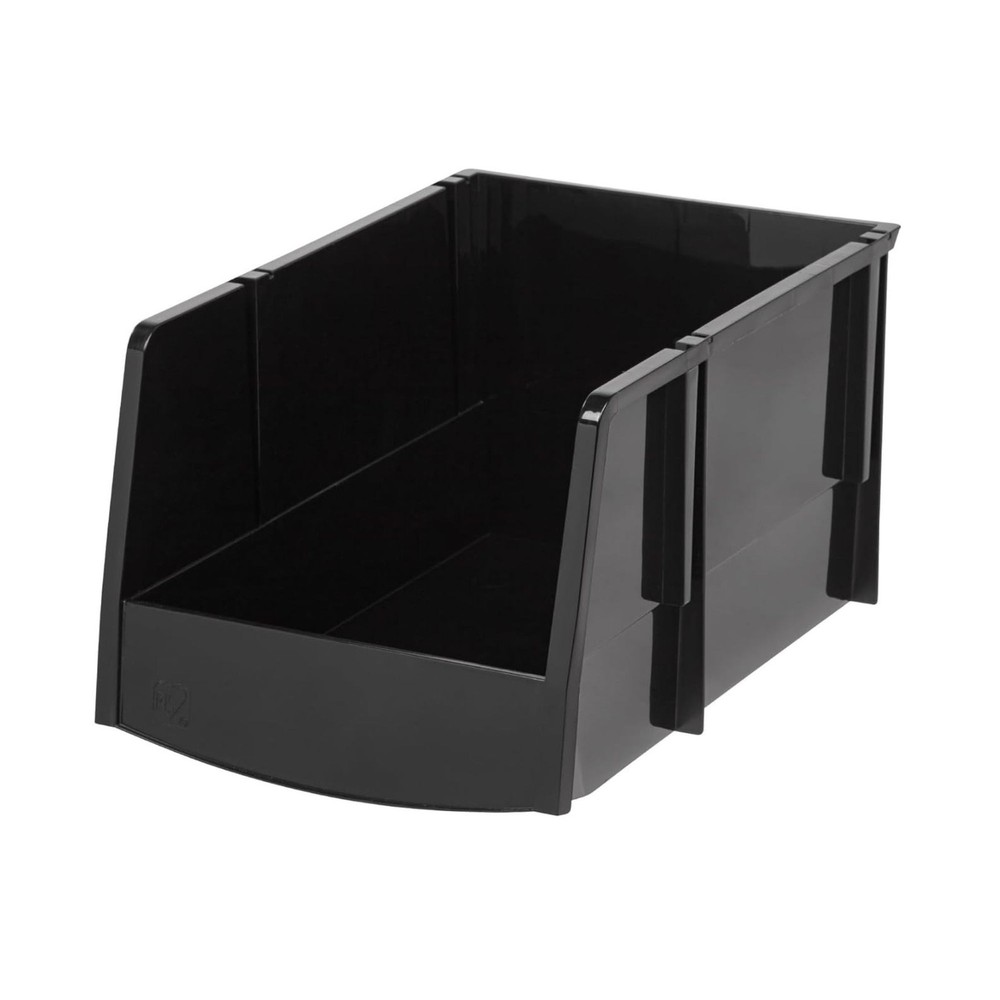 IRIS USA 6 Pack Stackable Plastic Storage Bins Organizer, Garage, Jumbo, Black