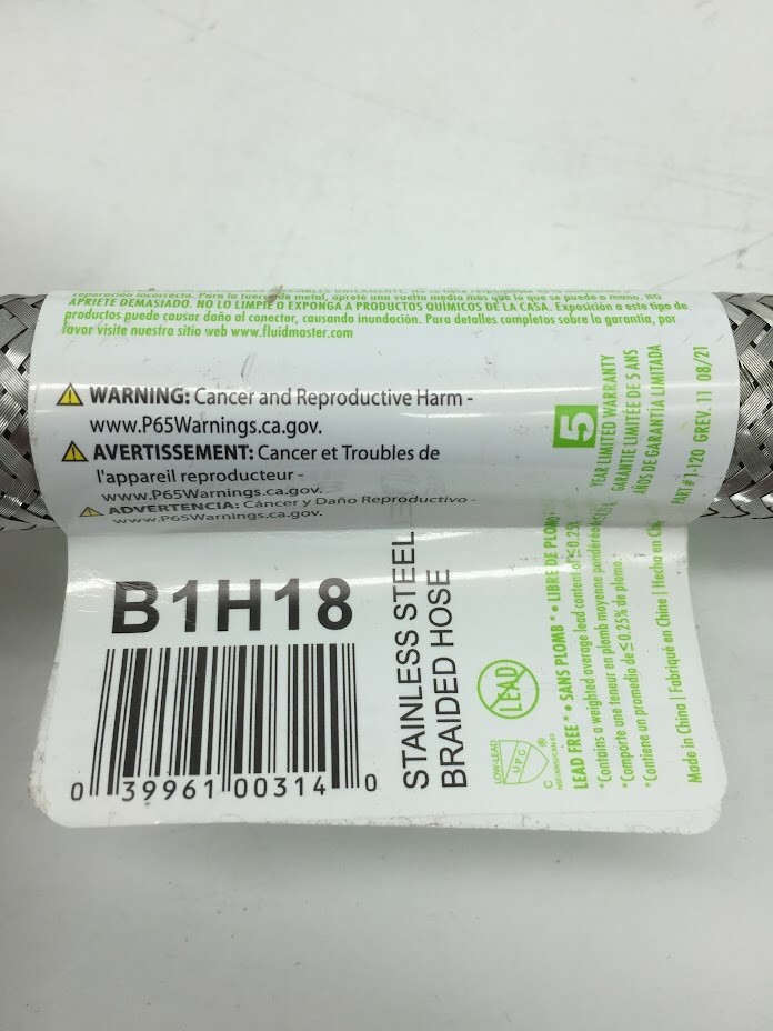 3/4 in. F.I.P. x 3/4 in. F.I.P. x 18 in. L Braided Stainless Heater Connectors