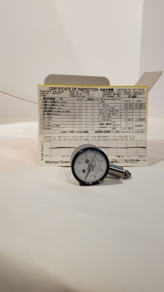 Mitutoyo Dial Indicator Model #1921TB-10