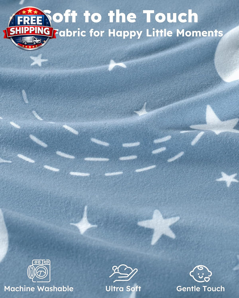 Blue Rocket Pack and Play Sheets for Mini Crib, 2-Pack Fitted Soft Sheets