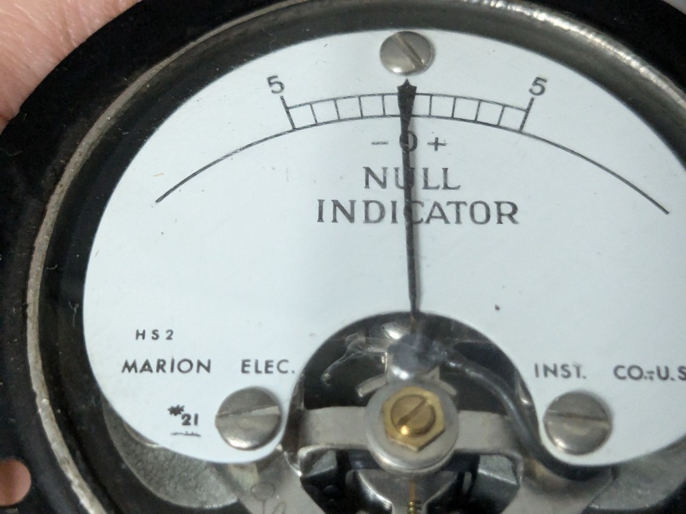Marion Instruments Division Null Indicator Panel Meter -5 to +5, #21 HS2