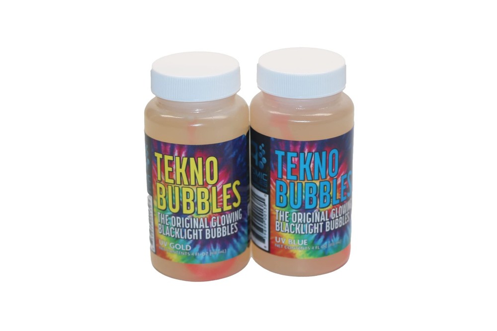 UV Glow Bubble Solution 4 oz Bottles Gold Blue Blacklight Bubbles 2 Pack