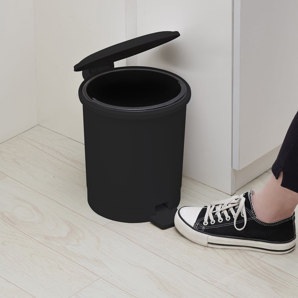 Mainstays Bathroom Trash Can Black Plastic