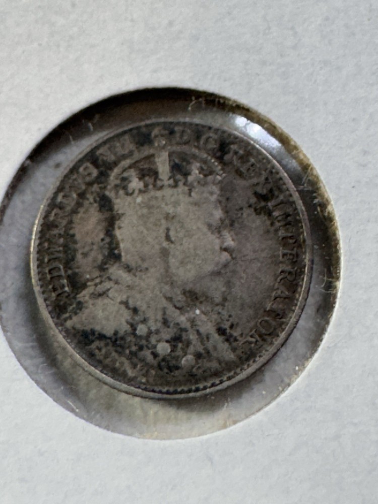 1905 Canada 5 Cents Small Silver Coin Cleaned