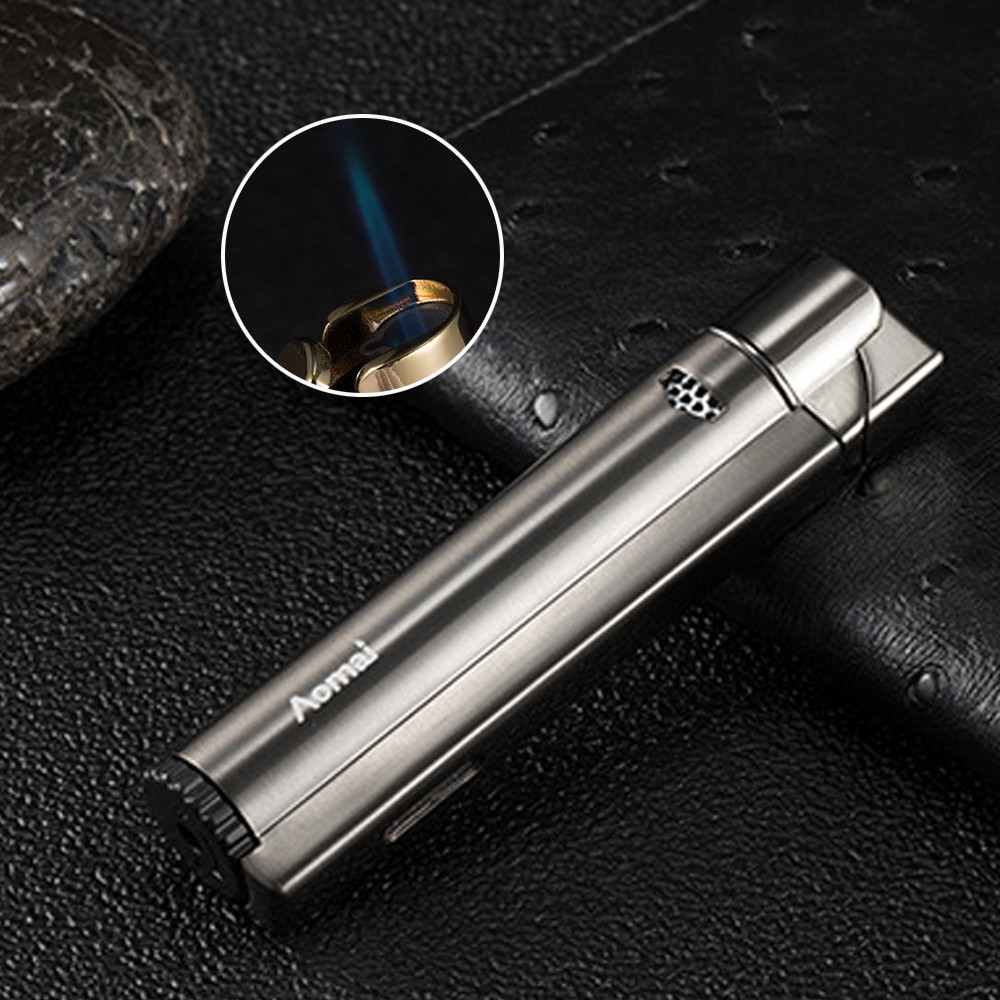Refillable Lighter Windproof Lighter Butane Lighter Flame Cigar Lighter Black