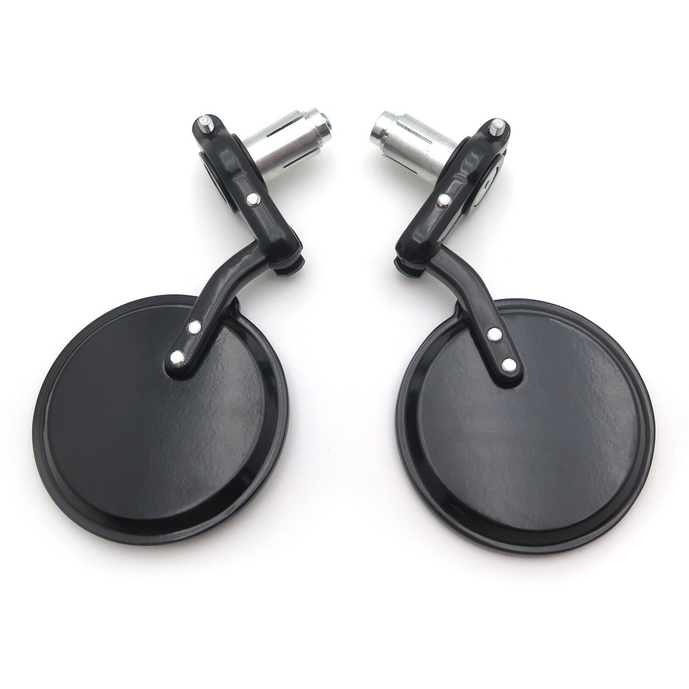 HongK Motorcycle Round 1" Universal Black Foldable Handle Bar End Side Mirror