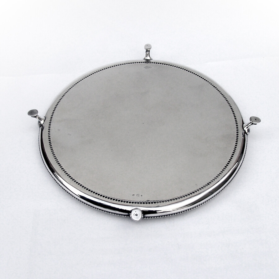 Engraved Round Footed Salver Silverplate