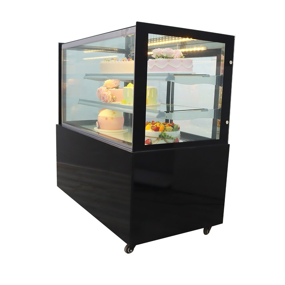 Right Angle Refrigerated Display Case Floor Type Bakery Showcase Adjust Rack220V